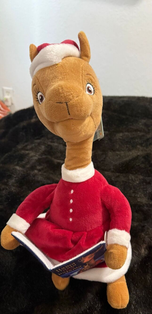 14" Animated Mama Llama Red Pajama Plush Stuffed Toy Santa Hat  Dress Christmas